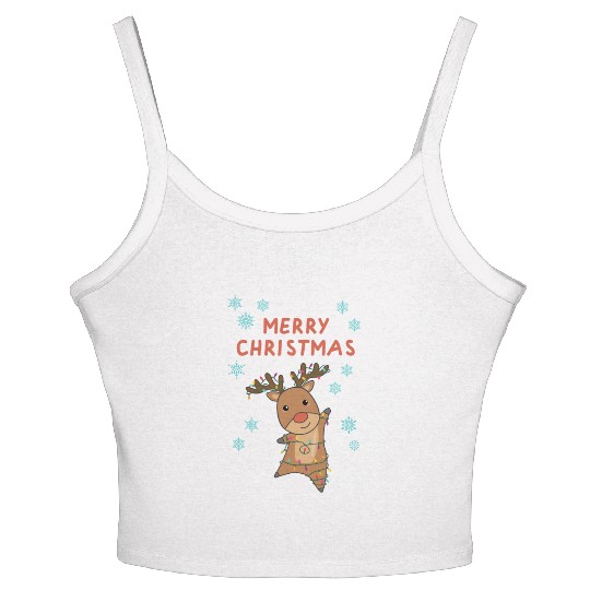 Merry Christmas Rudolph Red Nose Reindeer Snow Women's Spaghetti Strap Tank Top