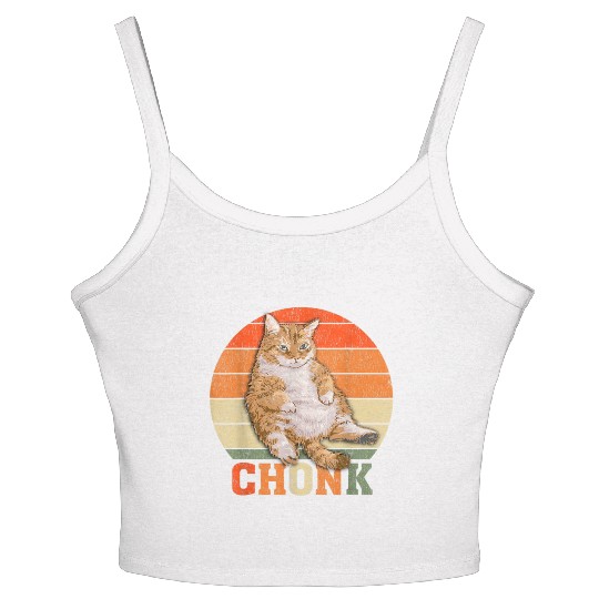 Funny Overweight Chubby Chonk Cat Meme Memes Women's Spaghetti Strap Tank Top