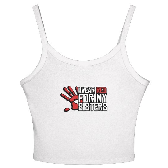 I Wear Red For My Sisters Native American MMIW Women's Spaghetti Strap Tank Top