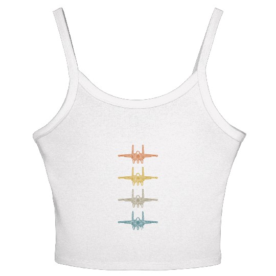 Retro F-15 Eagle Fighter Jet Vintage F15 Airplane Women's Spaghetti Strap Tank Top