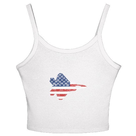 F-22 Raptor Fighter Jet Airplane American Flag F22 Women's Spaghetti Strap Tank Top