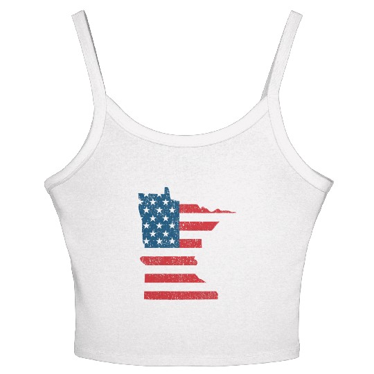Minnesota Vintage American Flag USA Patriotic Women's Spaghetti Strap Tank Top