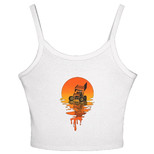 Vintage Retro Style Sprint Car Racing Women's Spaghetti Strap Tank Top