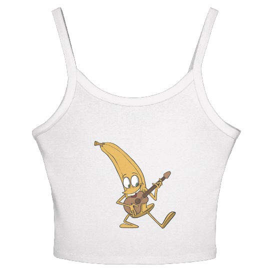 Banana plays the guitar Women's Spaghetti Strap Tank Top