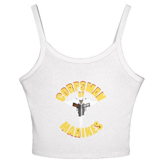 Us Navy Corpsman 8404 Fmf Veteran Front & Back Des Women's Spaghetti Strap Tank Top