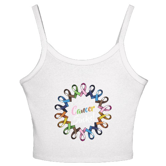 Whatever Color Cancer Sucks Ribbons Love Faith Sup Women's Spaghetti Strap Tank Top