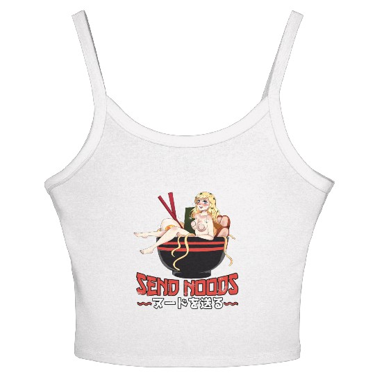 Send Noods Waifu Material Ramen Noodles Gift Women's Spaghetti Strap Tank Top