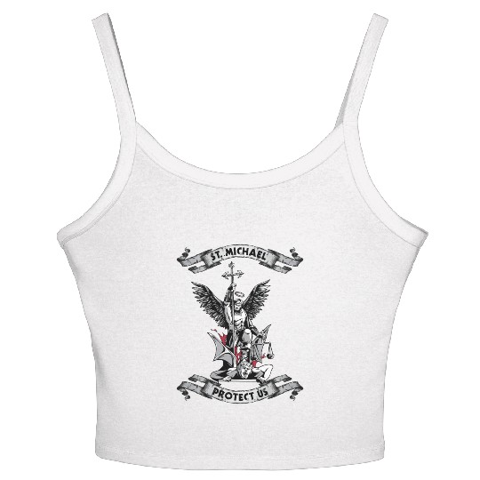 Archangel Saint Michael Protect Us Defend Us Women's Spaghetti Strap Tank Top