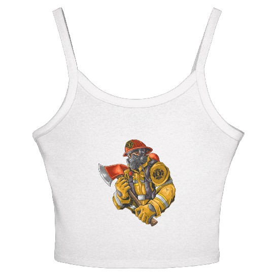 firefighter fire brigade fire station blueish use Women's Spaghetti Strap Tank Top