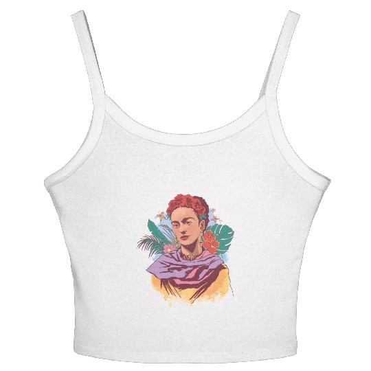 FRIDA KAHLO COLOR PORTRAIT Women's Spaghetti Strap Tank Top
