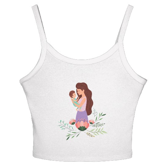 I Love You, Mama & Baby Women's Spaghetti Strap Tank Top, Mommy and Me Women's Spaghetti Strap Tank Top