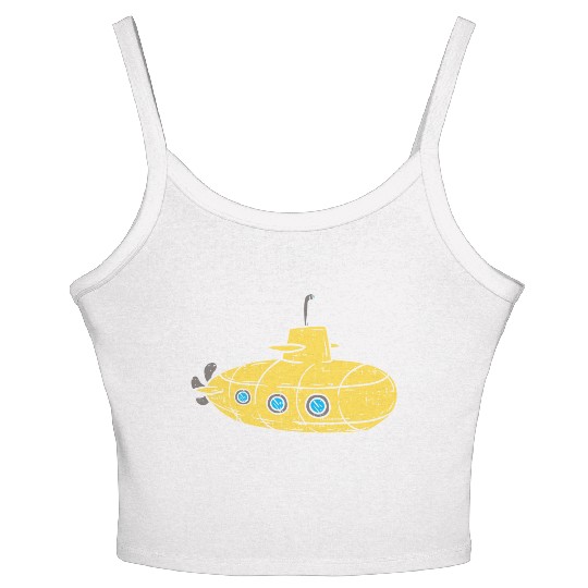Us Navy Yellow Cartoon Submarine Cute Submariner B Women's Spaghetti Strap Tank Top