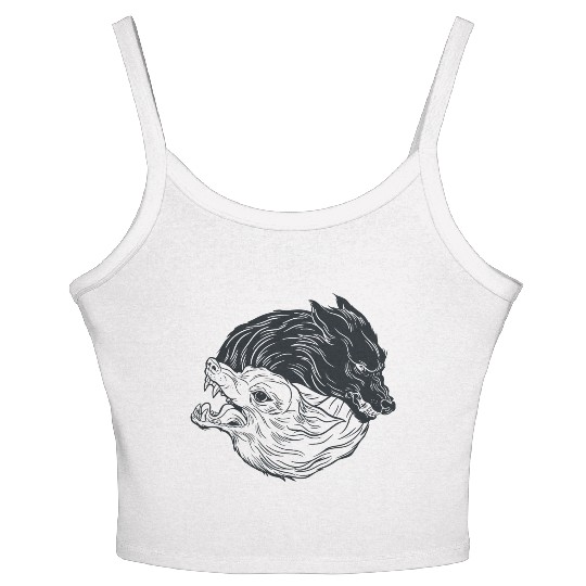 Wolf yin yang meditation philosophy symbol Women's Spaghetti Strap Tank Top