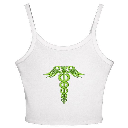 Green Celtic Knot Caduceus Women's Spaghetti Strap Tank Top