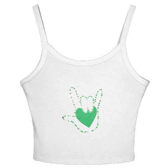 Shamrock I Love You Hands Sign Language ASL Patric Women's Spaghetti Strap Tank Top