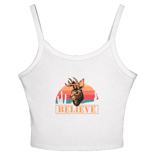 Believe in Jackalope Mythical Animal Jackrabbit Women's Spaghetti Strap Tank Top
