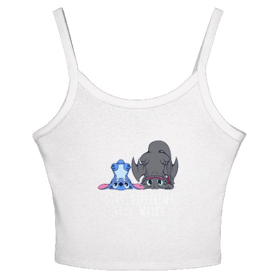Stay Different Stay Weird Toothless And Stitch Women's Spaghetti Strap Tank Top