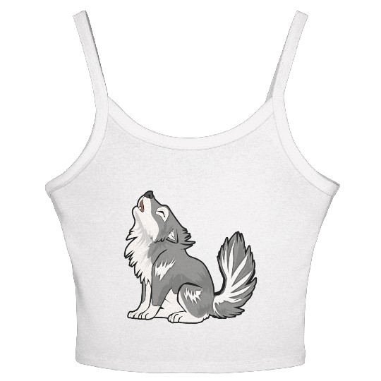 Cute Baby Howling Wolf Cub Gifts Animals Lover Women's Spaghetti Strap Tank Top