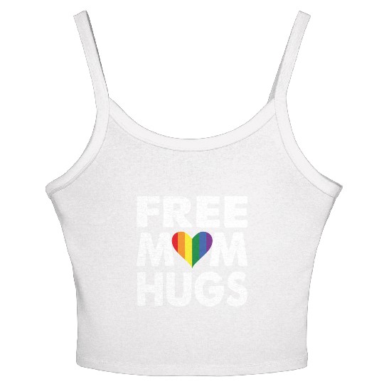 Free Mom Hugs Pride LGBTQ Rainbow Heart Women's Spaghetti Strap Tank Top