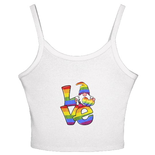 Love Gnome Heart Trans Gay LGBTQ Pride Month Women's Spaghetti Strap Tank Top
