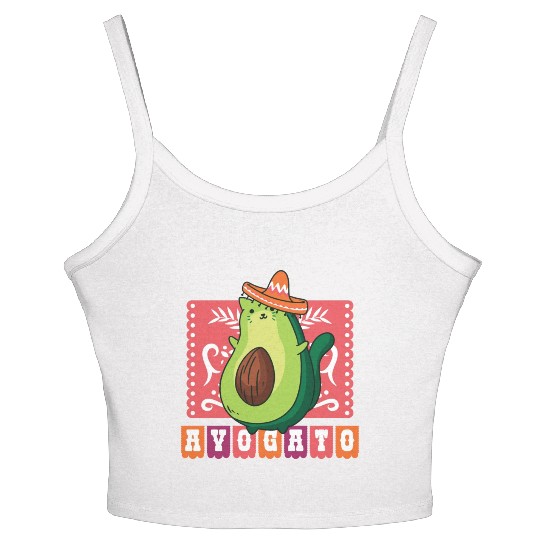 AVOGATO " AVOCADO CAT MEXICAN " Women's Spaghetti Strap Tank Top