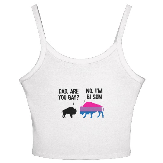 Dad Are You Gay Bison Bisexual Funny Bi Pride Women's Spaghetti Strap Tank Top