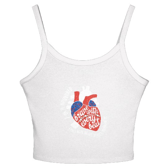 Brave With Every Beat CHD Awareness Happy Gift Women's Spaghetti Strap Tank Top