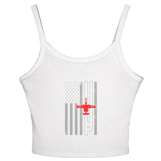A-10 Warthog American Flag Runway A10 Thunderbird Women's Spaghetti Strap Tank Top