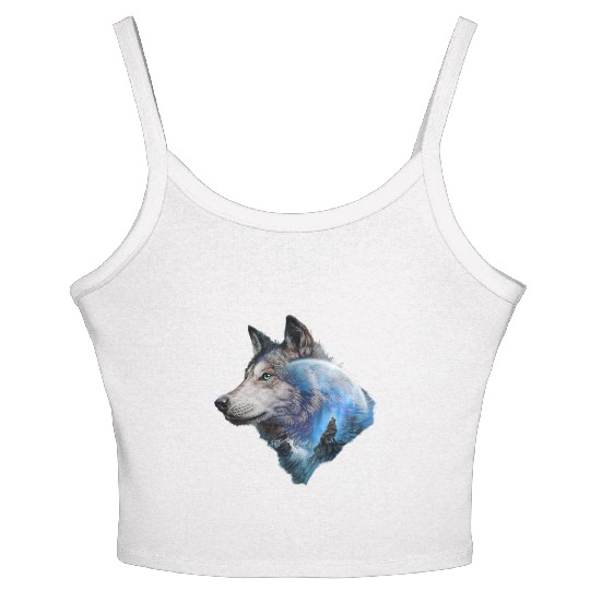 Wolf Moon Forest View Nature Women's Spaghetti Strap Tank Top
