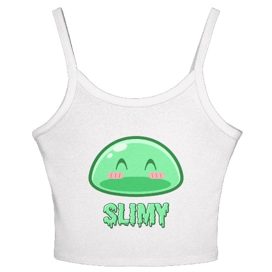 Cute Green Dungeon Slime Monster Weird Anime Women's Spaghetti Strap Tank Top