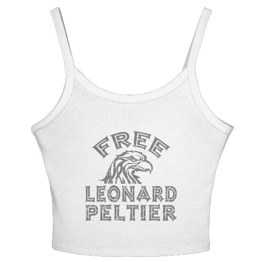 FREE LEONARD PELTIER EAGLE NATIVES grau used look Women's Spaghetti Strap Tank Top