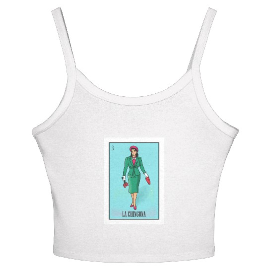 La Chingona The Bad Ass Woman Card Mexican Lottery Women's Spaghetti Strap Tank Top