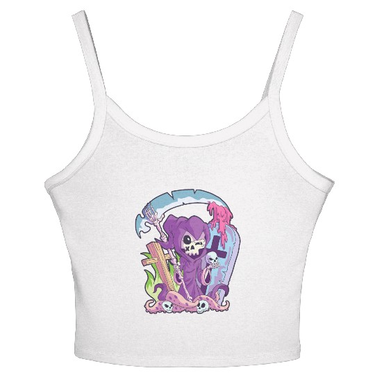 Kawaii Death Grim Reaper Pastel Goth Creepy Occult Women's Spaghetti Strap Tank Top