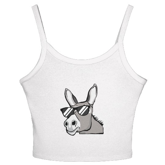 Donkey With Sunglasses House Donkey Farm Animals Women's Spaghetti Strap Tank Top