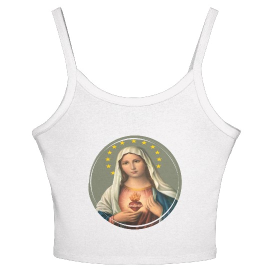 Virgin mary madonna maria ave maria catholic bibel Women's Spaghetti Strap Tank Top