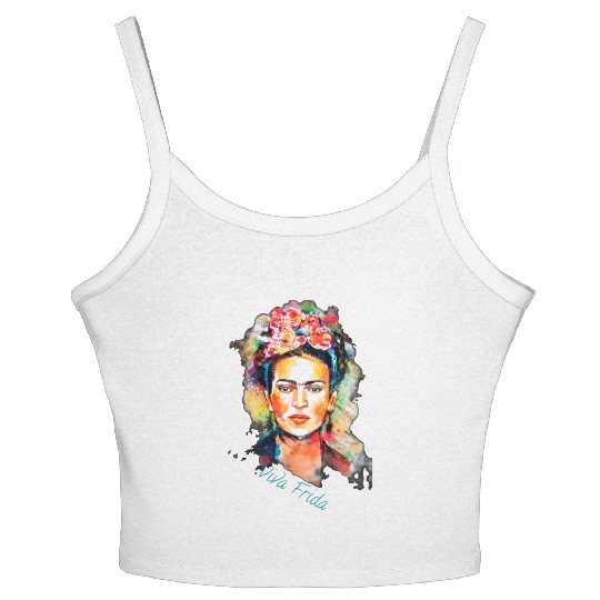 Frida Kahlo Viva Frida Bold And Beautiful Watercol Women's Spaghetti Strap Tank Top