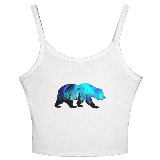 Aurora Galaxy Bear Women's Spaghetti Strap Tank Top
