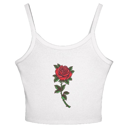Red rose, Rose stem Women's Spaghetti Strap Tank Top