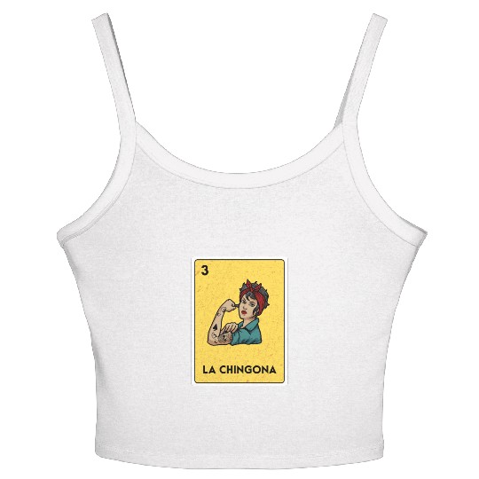 La Chingona Mexican Lottery Bingo Game Card Player Women's Spaghetti Strap Tank Top
