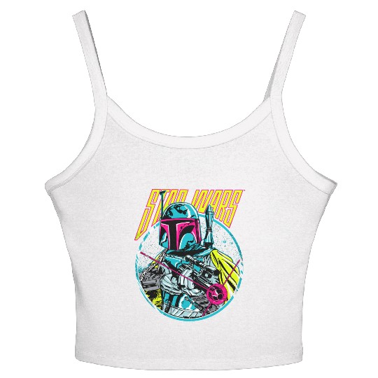 Star Wars Boba Fett Neon Blaster Vintage Graphic Women's Spaghetti Strap Tank Top