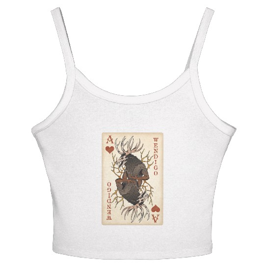 Wendigo Playing Card - Ace of Hearts Cryptid Art Women's Spaghetti Strap Tank Top