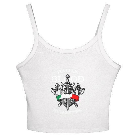 Italian Blood Runs through my Veins, Italy FLag Women's Spaghetti Strap Tank Top