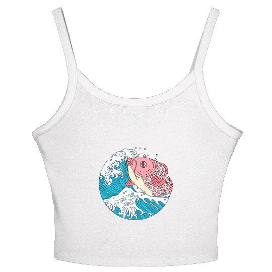 Japanese Koi Fish Great Kanagawa Wave Women's Spaghetti Strap Tank Top