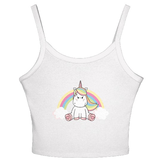 Grumpy Unicorn Evil Bad Mood Unicorn Rainbow Women's Spaghetti Strap Tank Top