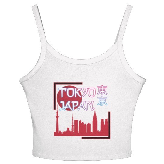 Japan Tokyo skyline streetwear design Women's Spaghetti Strap Tank Top