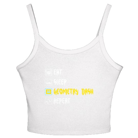 Eat sleep geometry dash repeat retro Jumper Repeat Women's Spaghetti Strap Tank Top