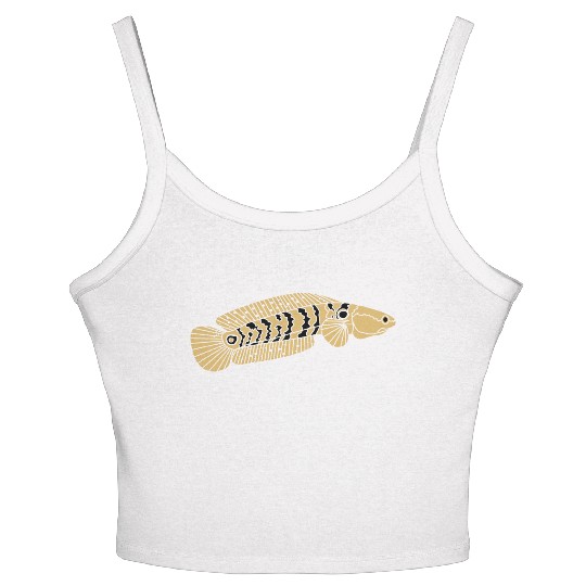 black and gold channa snakehead fish illustrations Women's Spaghetti Strap Tank Top