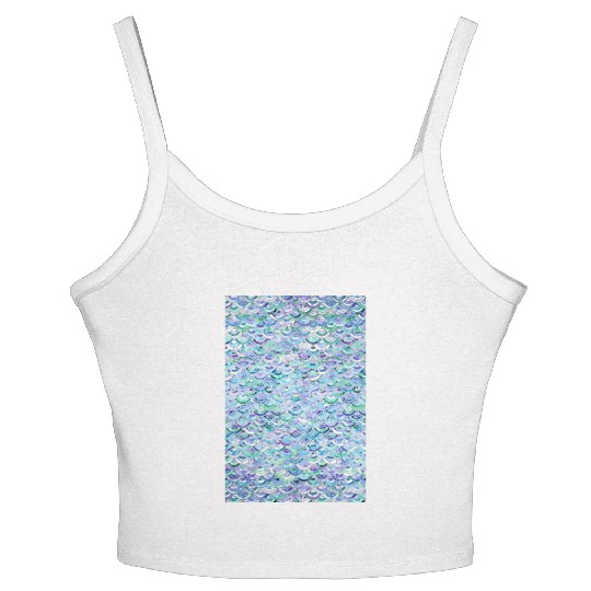 Marble Mosaic in Sapphire and Emerald Women's Spaghetti Strap Tank Top