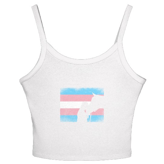 Transgender Pride Horse Rainbow LGBTQ Trans Flag Women's Spaghetti Strap Tank Top