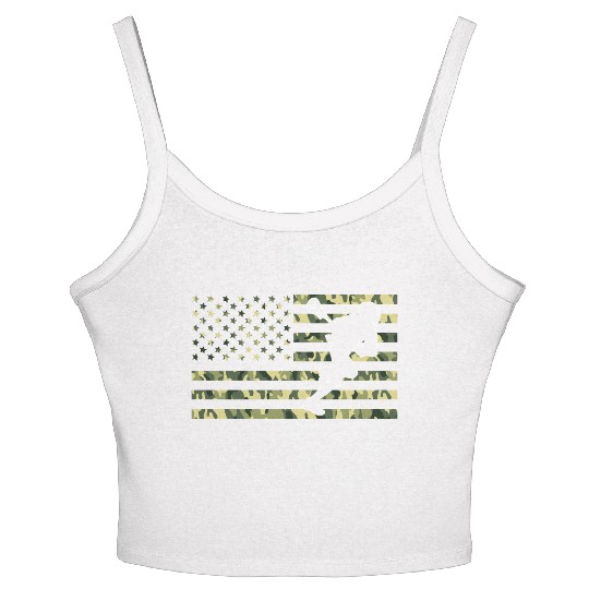 American Camo Flag Lacrosse American Flag Camo Women's Spaghetti Strap Tank Top
